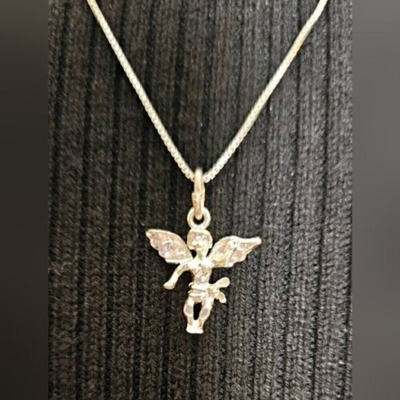 Sterling Silver Cupid Pendant & Sterling Silver Necklace - Picture 4 of 6